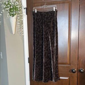 Wide Leg Velvet Burnout Pants - Dark Brown